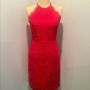 Ripened Currant Lace Halter Dress